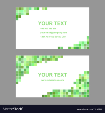 Green geometric business card template set vector image Green geometric business card template set vector image