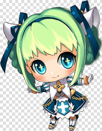 Green hair girl anime character illustration, Chibi Anime, Chibi Hd transparent background PNG clipart