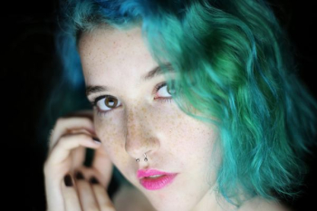 green haired woman green haired woman