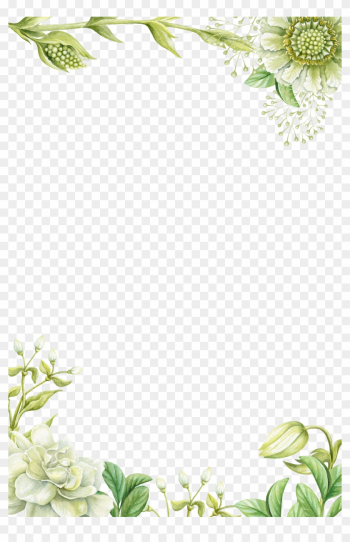 Green Hand-painted Flower Borders 3543*5315 Transprent - Green Flower Border Png