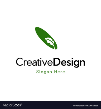 Green leaf oval logo design vector image