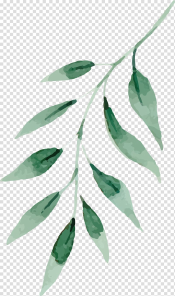 Green leaf painting, Watercolor painting Drawing Leaf, Fresh water, green leaves transparent background PNG clipart