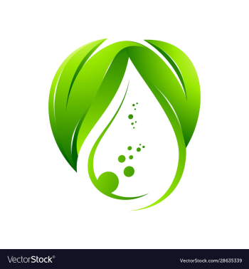 green leafs water drop inside logo