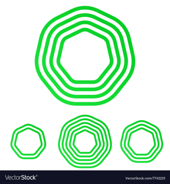 Green line heptagon logo design set vector image Green line heptagon logo design set vector image