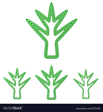 Green line tree logo design set vector image Green line tree logo design set vector image