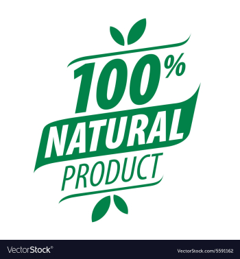 Green logo for a 100 natural food vector image Green logo for a 100 natural food vector image