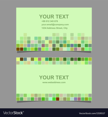 Green mosaic business card template design vector image Green mosaic business card template design vector image