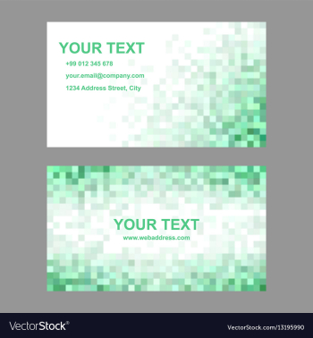 Green mosaic business card template design vector image Green mosaic business card template design vector image