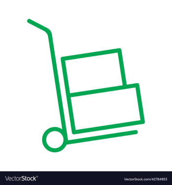 green moving hand truck line art icon