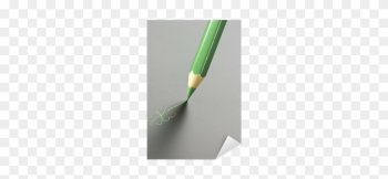 Green Pencil Drawing A Four-leaf Clover On Gray, Stylized - Oar Green Pencil Drawing A Four-leaf Clover On Gray, Stylized - Oar