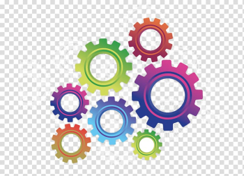 Green, pink, blue, orange, and white gears illustration, Gear Color Icon, Color gears transparent background PNG clipart