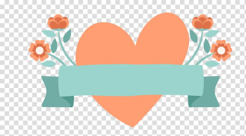 Green scroll on orange heart template, Euclidean Marriage, Heart-shaped frame transparent background PNG clipart