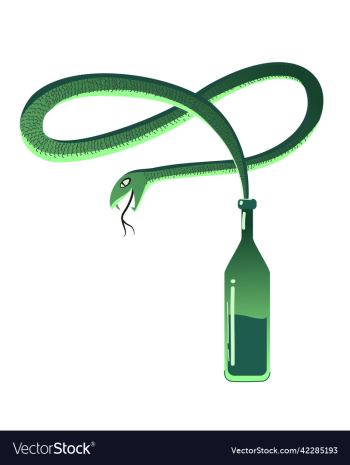 green snake from the bottle with alcohol