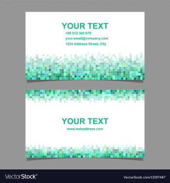 Green square mosaic business card design vector image Green square mosaic business card design vector image