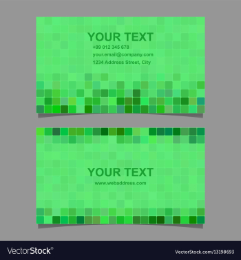 Green square mosaic business card template design vector image Green square mosaic business card template design vector image