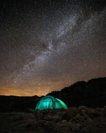 green tent under sky with stars green tent under sky with stars