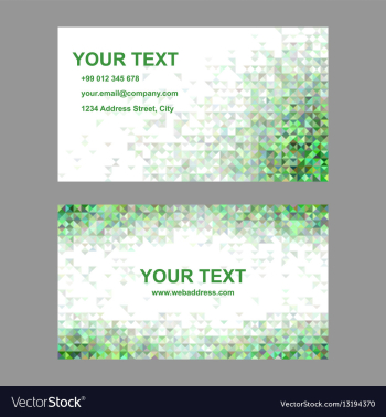 Green triangle mosaic business card template vector image Green triangle mosaic business card template vector image