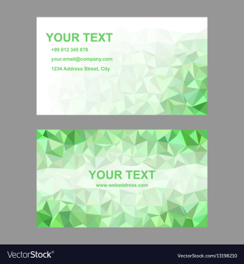 Green triangle mosaic business card template vector image Green triangle mosaic business card template vector image
