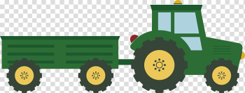 Green truck with trailer illustration, Agriculture, agricultural vehicles transparent background PNG clipart