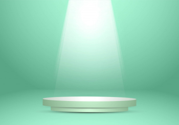 Green wall studio background with podium spotlight Free Vector Green wall studio background with podium spotlight Free Vector