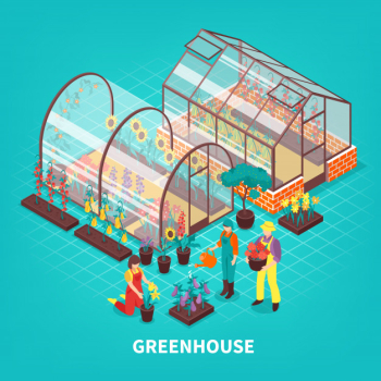 Greenhouse isometric composition Free Vector Greenhouse isometric composition Free Vector