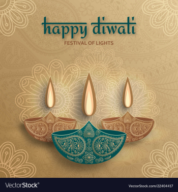 Greeting card for diwali festival celebration vector image on VectorStock