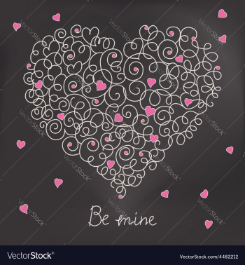 Greeting card with floral heart shape Be mine vector image Greeting card with floral heart shape Be mine vector image