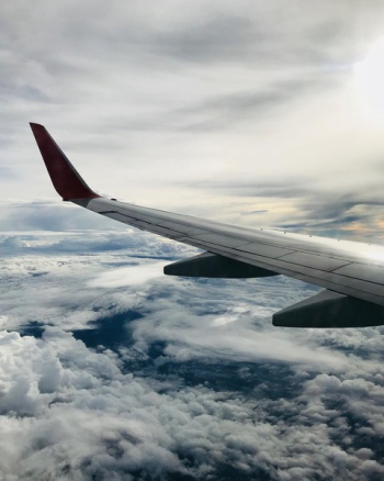 Grey and Red Airliner Wing Grey and Red Airliner Wing