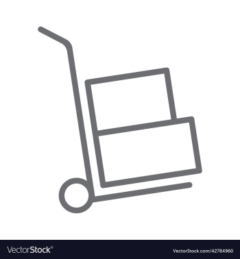 grey moving hand truck line art icon
