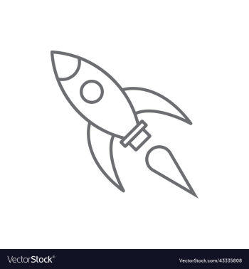 grey rocket line art icon