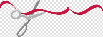 Grey scissors illustration, Red ribbon ribbon cutting transparent background PNG clipart