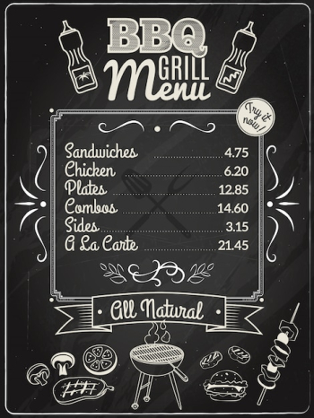 Grill Menu Chalkboard Grill Menu Chalkboard