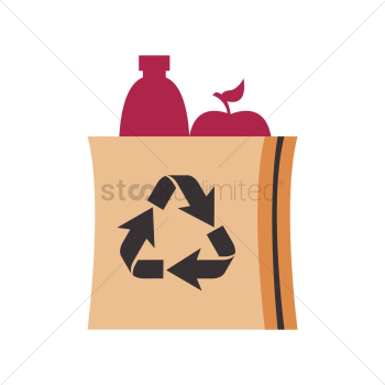 Grocery bag with recycling symbol Grocery bag with recycling symbol