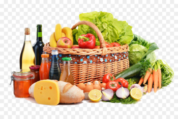 Grocery store Health food Supermarket Vegetarian cuisine - Shopping basket of fruits and vegetables 