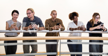 Group of diverse people using smartphones Group of diverse people using smartphones