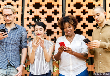 Group of diverse people using smartphones Group of diverse people using smartphones