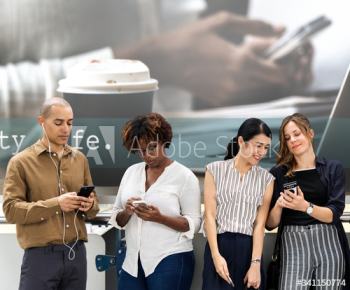 Group of diverse people using smartphones Group of diverse people using smartphones
