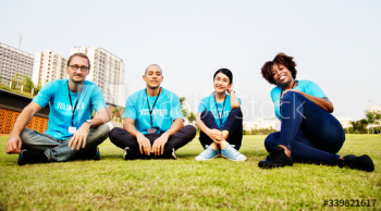 Group of happy and diverse volunteers Group of happy and diverse volunteers
