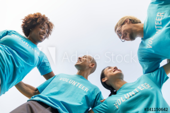 Group of happy and diverse volunteers Group of happy and diverse volunteers