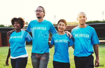 Group of happy and diverse volunteers Group of happy and diverse volunteers