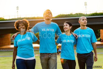 Group of happy and diverse volunteers Group of happy and diverse volunteers