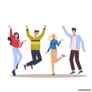 Group of happy people jump together Group of happy people jump together