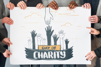 Group of people holding placard mockup for charity Free Psd