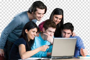 Group of people looking at the laptop, Laptop Student Estudante Computer lab, student transparent background PNG clipart