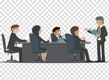 Group of people sitting beside table illustration, Meeting Management Project manager Business process, Meeting transparent background PNG clipart