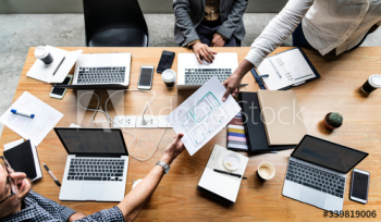 Group of people working on website template Group of people working on website template
