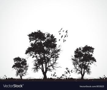 Grunge background with trees vector image Grunge background with trees vector image