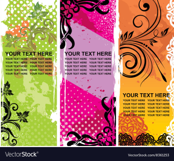 grunge floral banners with text space set