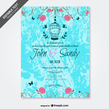 Grunge floral wedding invitation Grunge floral wedding invitation