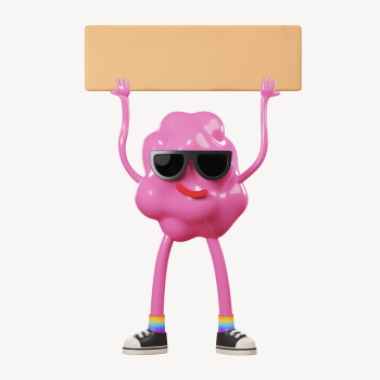 Gum monster holding sign, 3D | Free Photo - rawpixel Gum monster holding sign, 3D | Free Photo - rawpixel